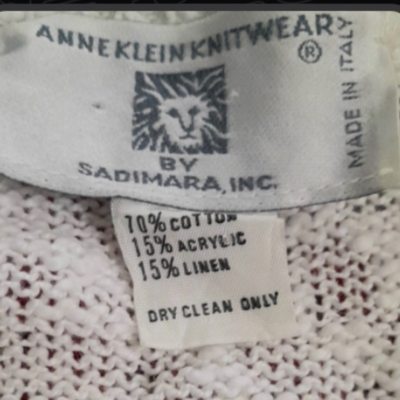 vintage anne klein sadimara hand knit in Italy linen cotton beige rust tan creme - Picture 3 of 3
